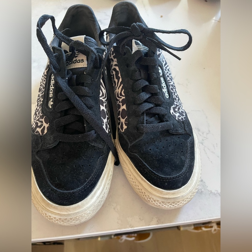 Adidas Black and White Animal Print Sneakers